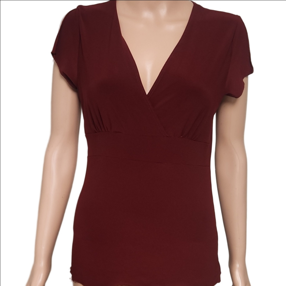 Elegant Burgundy V-Neck Top (Code-P005)